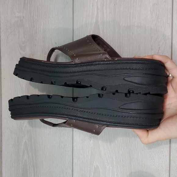 Colin Stuart Womens Y2K Comfort Tractor Chukka Leather Thong Wedge Sandals 8 - Picture 8 of 12